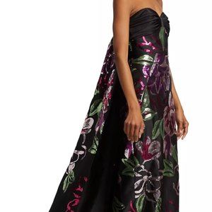 Marchesa Notte Strapless Sequin Cape Gown MOB Style 0400018349301